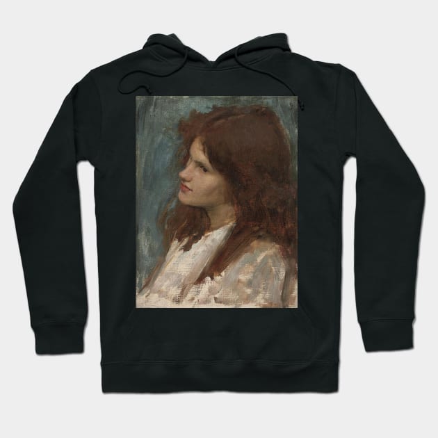 Head of a Girl by John William Waterhouse Hoodie by Classic Art Stall